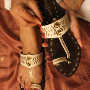 Beige Flat Kolhapuris