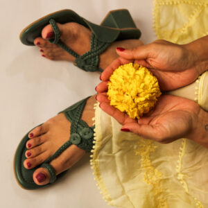 Emerald Glow Kolhapuris ( Green Block heel )