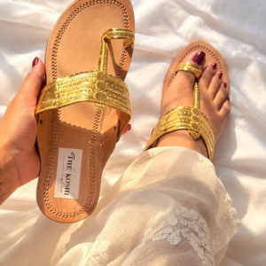 Golden block heels