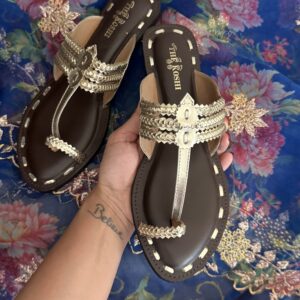 Golden braided Flat Kolhapuris