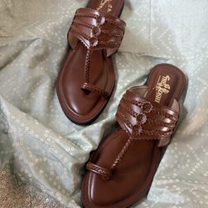 Tan brown flat Kolhapuris